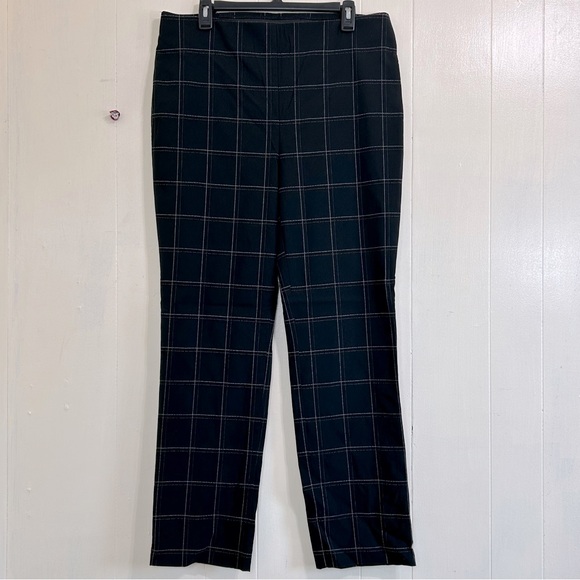 Chico’s Stretch Black Plaid Pants Elastic Band Pull On Pants Size 14. - Picture 3 of 13